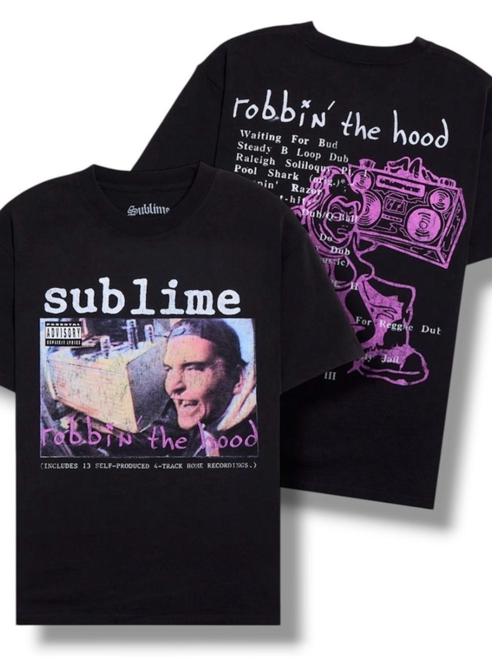 PacSun Black Sublime 'Robbin' the Hood' Graphic Tee with Purple Accents